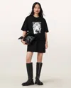 Allsaints Static Graphic Print Cotton T-shirt Dress In Black