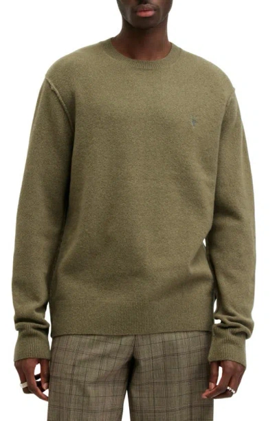 Allsaints Statten Ramskull Crew Neck Jumper In Avo Green