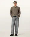 Allsaints Mens Dusky Green Statten Logo-embroidered Regular-fit Cotton Polo Shirt In Gray