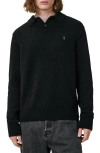 Allsaints Statten Regular Fit Polo Collar Sweater In Black