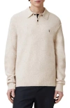 Allsaints Statten Long Sleeve Ramskull Polo Jumper In Oatmeal White