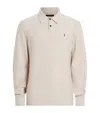 Allsaints Mens Oatmeal White Statten Logo-embroidered Regular-fit Organic-cotton Polo