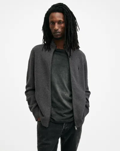 Allsaints Statten Ramskull Zip Up Jacket In Carter Grey