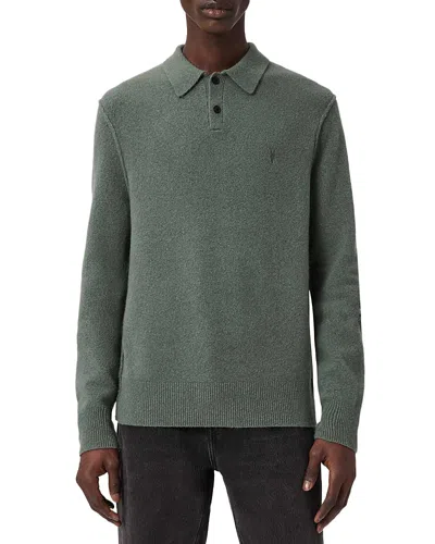 Allsaints Statten Regular Fit Polo Collar Sweater In Gray