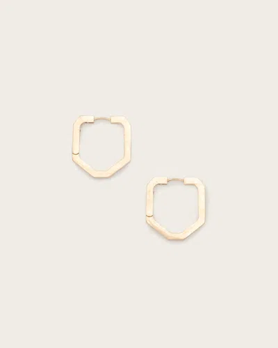 Allsaints Stella Hex Hoop Earrings In Warm Brass