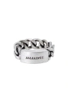 ALLSAINTS STERLING SILVER ID CURB CHAIN RING