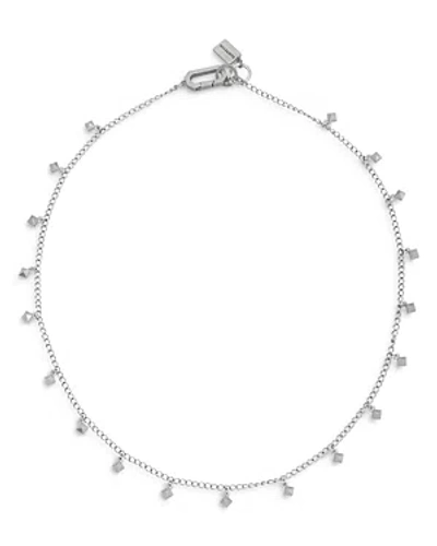 Allsaints Sterling Silver Pyramid Charm Necklace, 17 In Metallic