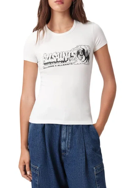 Allsaints Stevie Graphic Print Burnout T-shirt In White