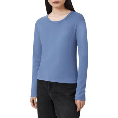 Allsaints Stevie Long Sleeve Organic Cotton T-shirt In Blue