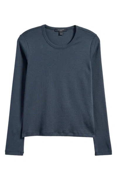 Allsaints Stevie Long Sleeve Organic Cotton T-shirt In Midnight Blue