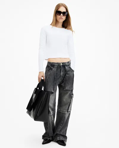 Allsaints Stevie Slim Fit Long Sleeve T-shirt In Optic White