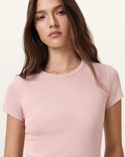 Allsaints Stevie Slim Fit Short Sleeve T-shirt In Mauve Chalk Pink