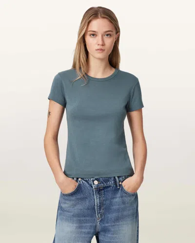 Allsaints Stevie Slim Fit Short Sleeve T-shirt In Blue