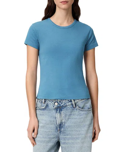 Allsaints Womens Captain Blue Stevie Slim-fit Cotton-jersey T-shirt