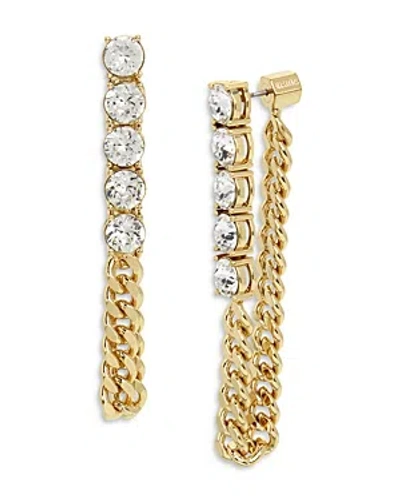 Allsaints Stone Chain Front To Back Earrings In Gold