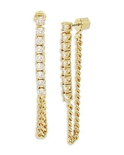 Allsaints Stone Chain Slim Front To Back Earrings In Gold