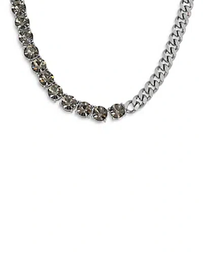 Allsaints Stone Curb Chain Necklace, 14 In Black/silver