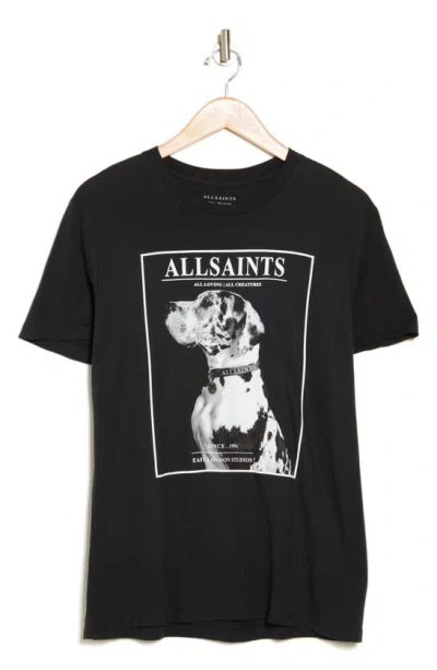 Allsaints Storm Cotton Graphic Boyfriend T-shirt In Black