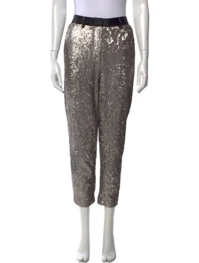 Pre-owned Allsaints Straight Leg Pants In Metallic/silver