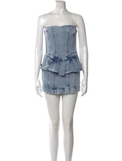 Pre-owned Allsaints Strapless Mini Dress In Blue