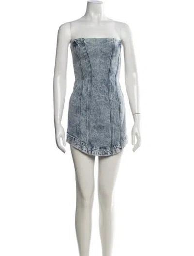 Pre-owned Allsaints Strapless Mini Dress In Blue