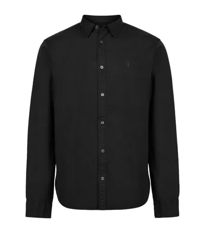 Allsaints Stretch-cotton Hawthorne Shirt In Black