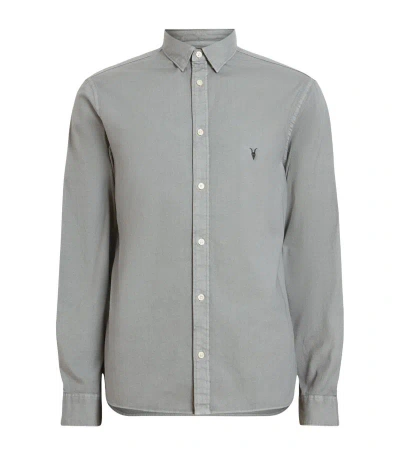 Allsaints Stretch Cotton Hawthorne Shirt In Grey