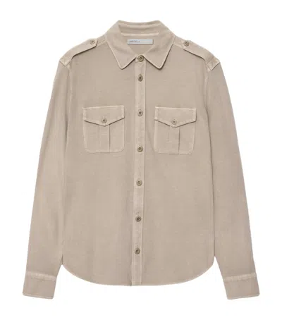 Allsaints Stretch-cotton Foley Shirt In Neutral