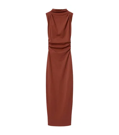 Allsaints Stretch-cotton Katarina Maxi Dress In Brown