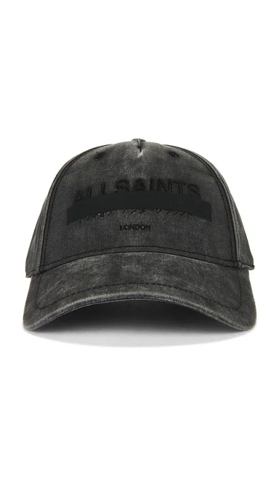 Allsaints Strikethrough Baseball Cap In Black