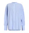 Allsaints Womens Pastel Blue Ana Stripe-pattern Cotton Shirt In Blue