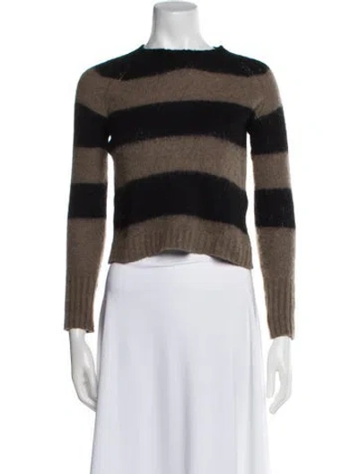 Pre-owned Allsaints Striped Bateau Neckline Sweater In Black