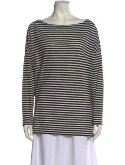 Pre-owned Allsaints Striped Bateau Neckline Sweater In Black