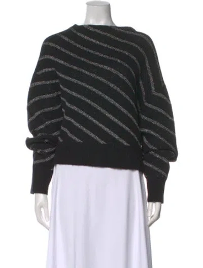 Pre-owned Allsaints Striped Bateau Neckline Sweater In Black