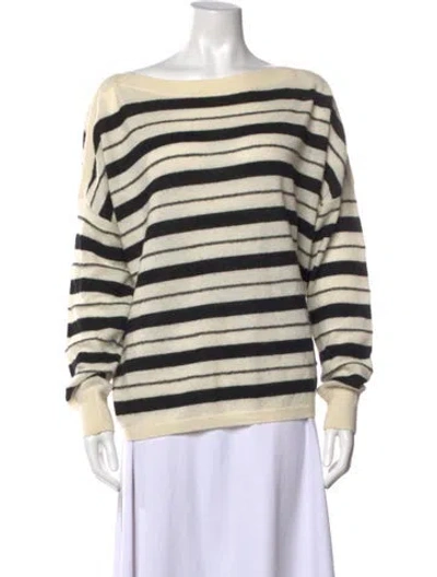 Pre-owned Allsaints Striped Bateau Neckline Sweater In Black/neutrals