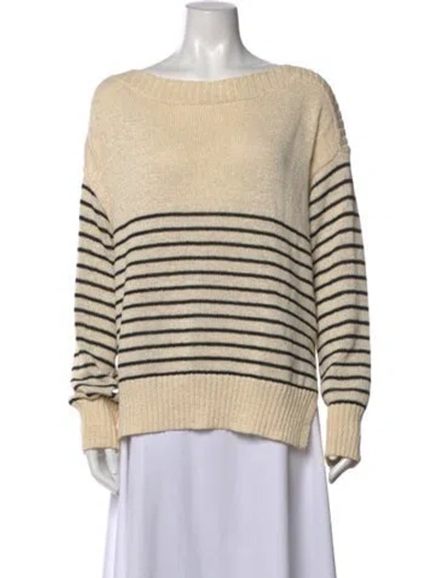Pre-owned Allsaints Striped Bateau Neckline Sweater In Neutral