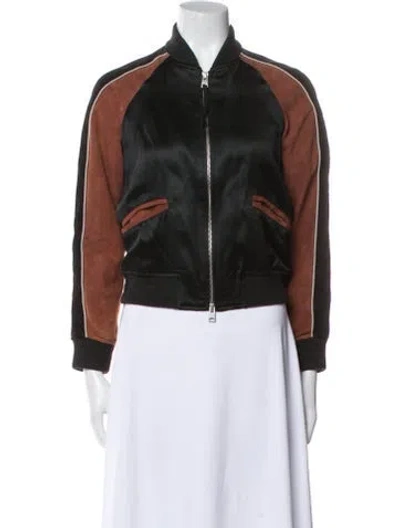 Pre-owned Allsaints Striped Bomber Jacket In Black