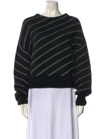 Pre-owned Allsaints Striped Crew Neck Sweater In Black