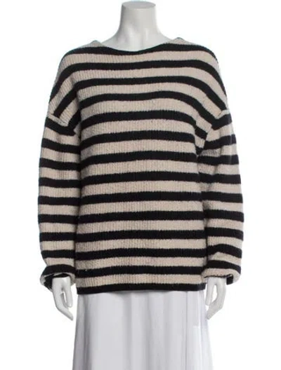 Pre-owned Allsaints Striped Crew Neck Sweater In Black