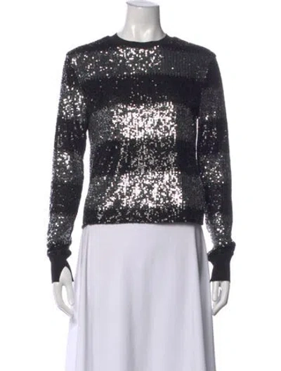 Pre-owned Allsaints Striped Crew Neck Sweater In Black