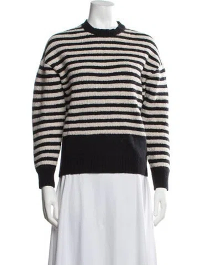 Pre-owned Allsaints Striped Crew Neck Sweater In Black