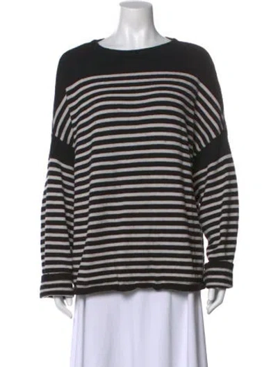 Pre-owned Allsaints Striped Crew Neck Sweater In Blue