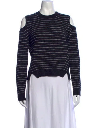 Pre-owned Allsaints Striped Crew Neck Sweater In Blue