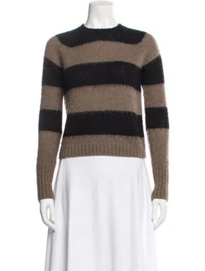 Pre-owned Allsaints Striped Crew Neck Sweater In Brown