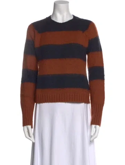 Pre-owned Allsaints Striped Crew Neck Sweater In Brown