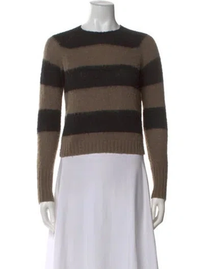 Pre-owned Allsaints Striped Crew Neck Sweater In Brown