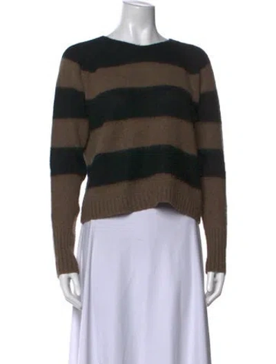 Pre-owned Allsaints Striped Crew Neck Sweater In Brown