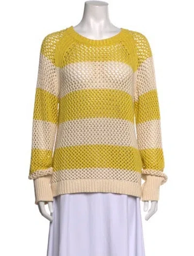 Pre-owned Allsaints Striped Crew Neck Sweater In Neutrals/yellow