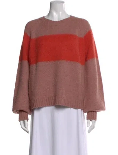 Pre-owned Allsaints Striped Crew Neck Sweater In Pink