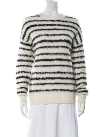 Pre-owned Allsaints Striped Crew Neck Sweater In White